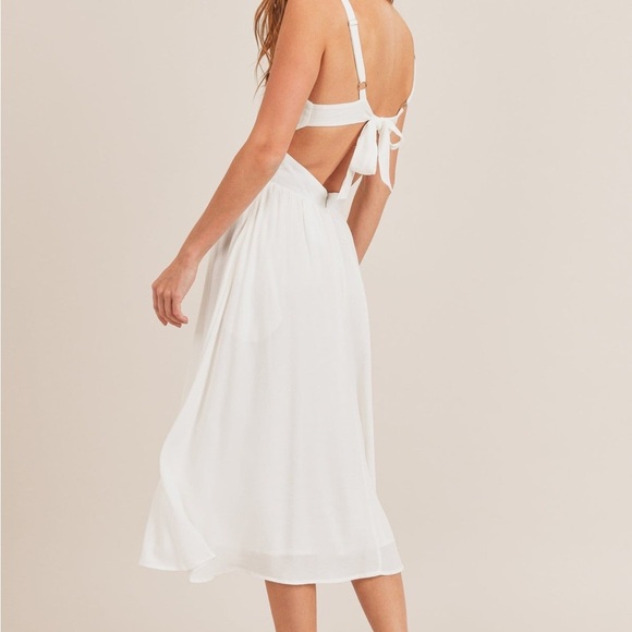 White Midi Dress with Cut-outs - Picture 2 of 3